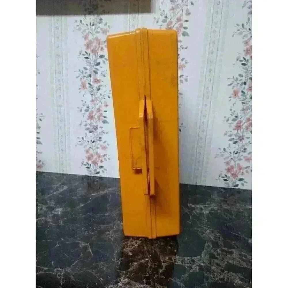 Vtg 1977 FISHER PRICE TOOL KIT CASE ONLY Orange Plastic Box 924 Empty No Tools